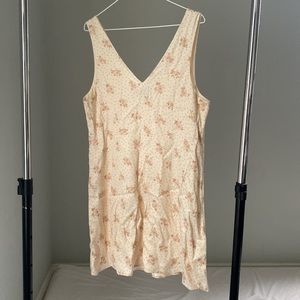 & other stories Sleeveless Cream, Flower-Print V-Neck Dress, Size 12